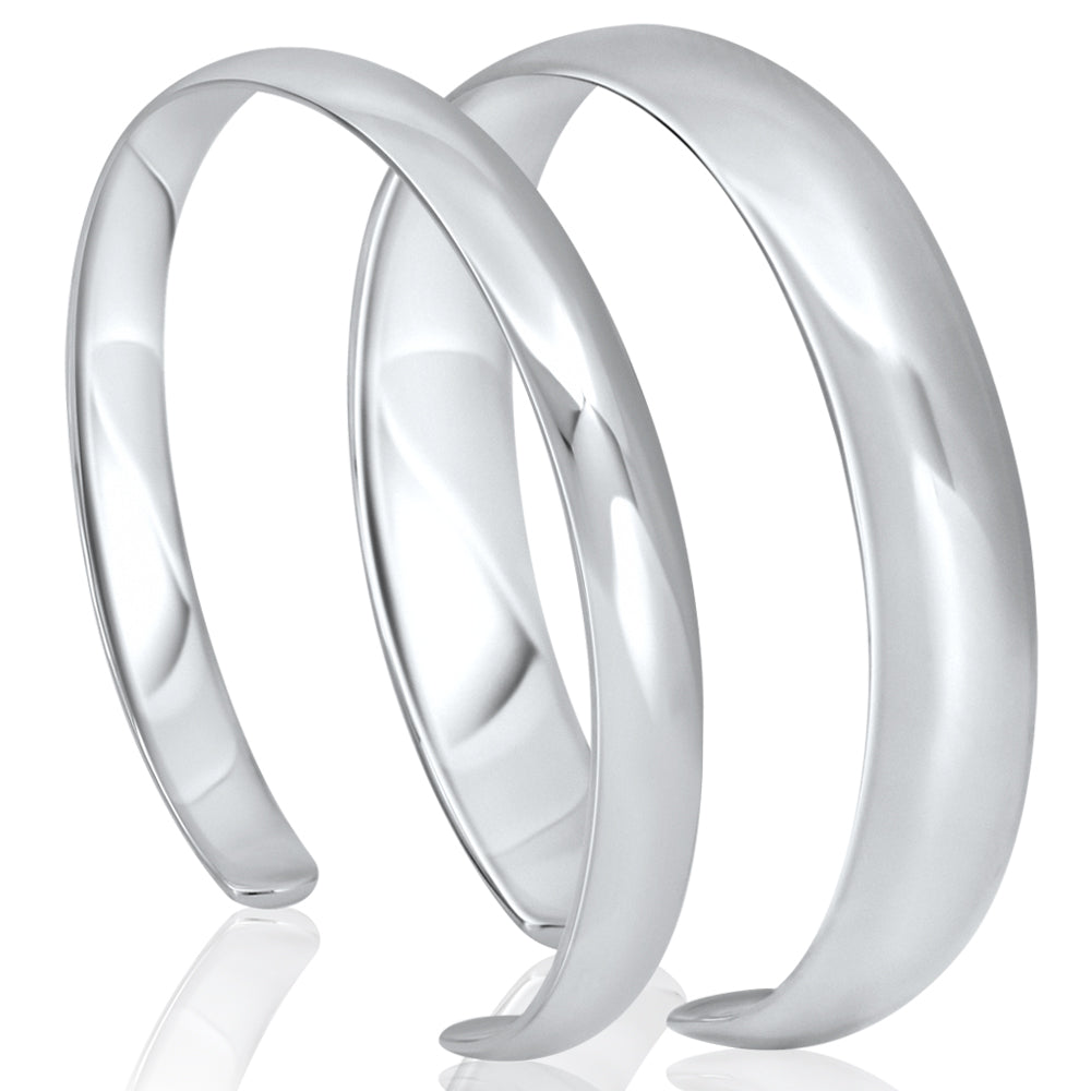 Silver Curve 7mmと10mmの幅を並べて比較したシルバー925バングル
