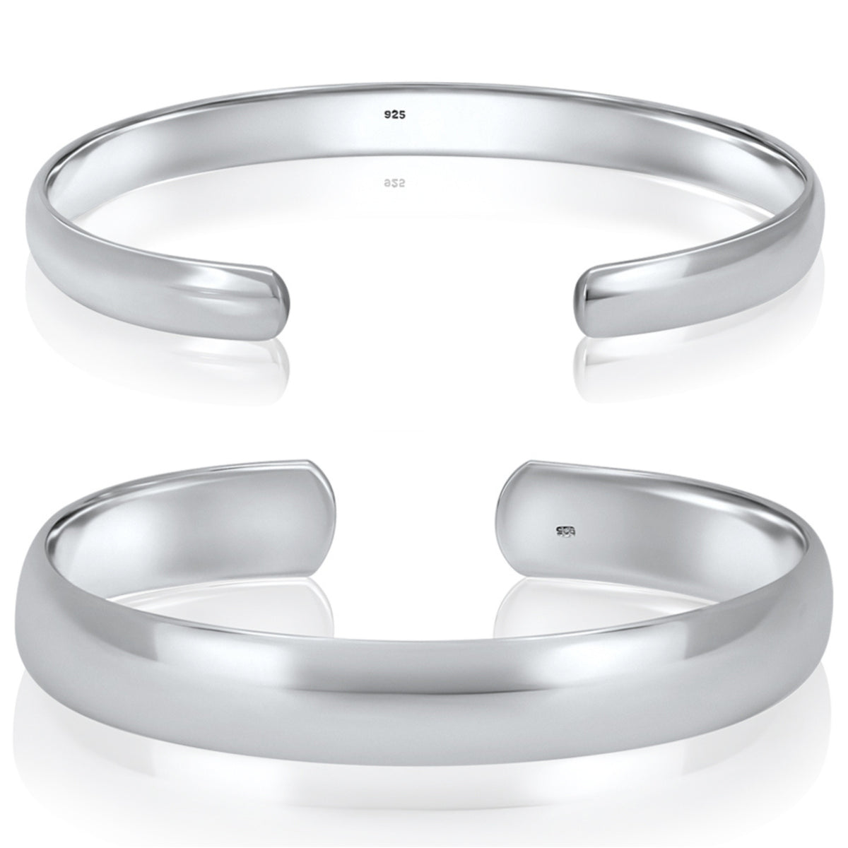 Silver Curve シルバー925バングル 7mmと10mmの幅と開口部の比較