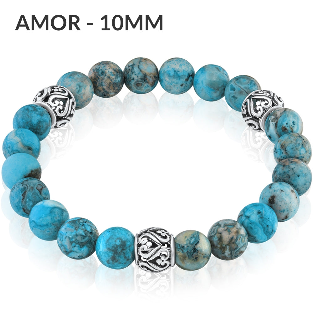 Amor 10mm ブルーアゲートブレスレット