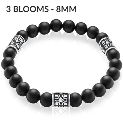 3 Blooms 8mm マットオニキスブレスレット